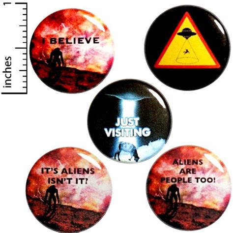 This funny alien button 5 pack is an out of this world sci-fi style set ...