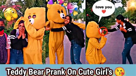 Teddy Bear Prank On Cute Girls Omg 😱 Reaction Teddy ने Propose