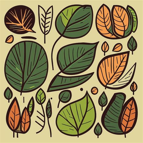 Premium Vector Flat Rainforest Leaf Illustrations Vector Design Set