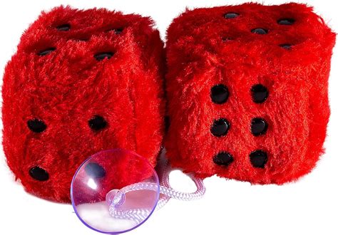 Rhinenet Fuzzy Dice For Car Mirror Pair Of Retro Square