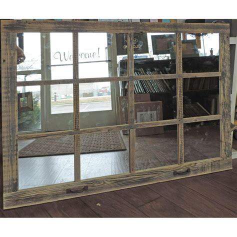 Extra Large Farmhouse Window Pane Mirror- 46"X36"- Rustic Barn wood Decorative Living Room ...