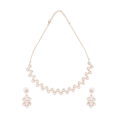 Buy Kushal S Fashion Jewellery Gold Plated White Necklace Set With