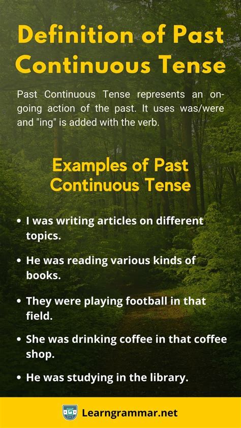 Past Continuous Tense Represents An On Going Action Of The Past It