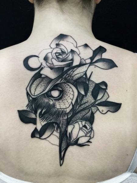 Blumen R Cken Eulen Dotwork Tattoo Von Michele Zingales