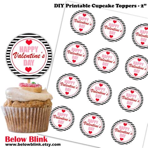 Happy Valentine S Day Cupcake Toppers Cupcake Picks Printable Valentine T Tags Instant