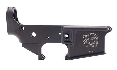 Anderson Am 15 Forged Stripped Ar15 Lower Receiver Black Trump Punisher Logo Battlehawk Armory