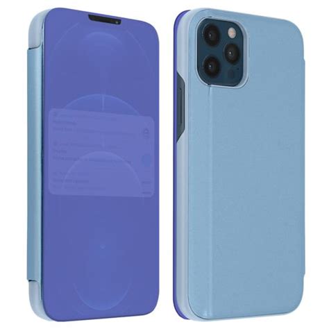 Funda Iphone 12 Pro Max Efecto Espejo Translúcida F Soporte Azul Con