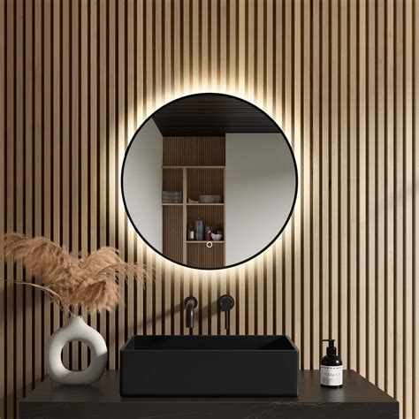 Maya Black Framed Round Illuminated Led Mirror 600mm