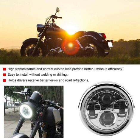 Eosnow Phare de moto universel Vintage aluminium rétro LED phares ronds