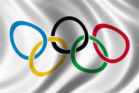 Olympic Rings Flag Silk Background Stock Editorial Photo © Attila445