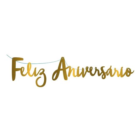 Faixa Feliz Anivers Rio Lettering Met Lica Dourada M Junco