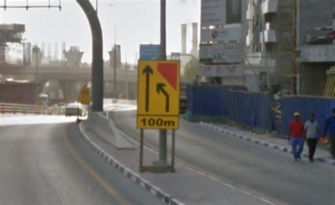 Right Lane Ends Sign Qatar Traffic Signs Smashplus