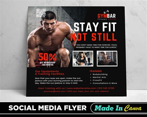 Gym Membership Flyer Diy Canva Gym Membership Flyer Template Etsy