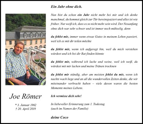 Traueranzeigen Von Joe R Mer Aachen Gedenkt