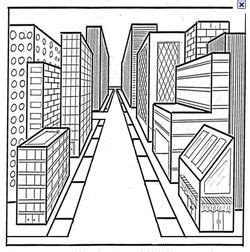 One Point Perspective Cityscape