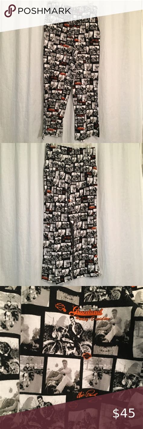 Harley Davidson Motorcycles Elvis Graceland Mens Pajama Bottoms Pants