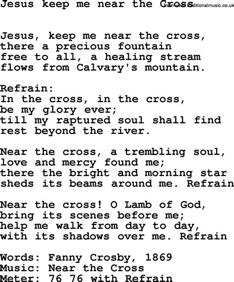 Book Of Common Praise Song Jesus Keep Me Near The Cross Lyrics Midi And Pdf