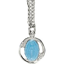 Catholic Jewelry Miraculous Medal Ss Round Blue Leaflet Missal