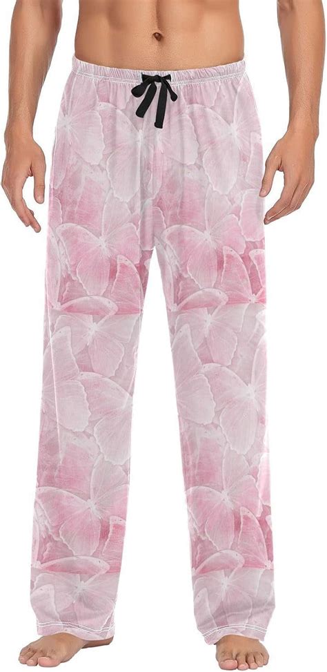 Freeamg Pink Butterfly Pajama Pants For Men Men S Separate Bottoms Comfortable Sleep Lounge Pj