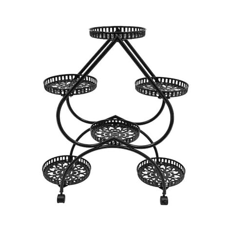 Yiyibyus In Tall Indoor Outdoor Black Metal Iron Plant Stand