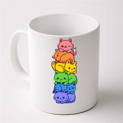 Lgbt Pride Month Gay Pride Cat Lgbt Kawaii Cats Pile Cute Anime Rainbow Flag Coffee Mug