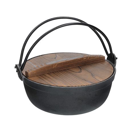 Buy KitchenCraft World Of Flavours Japanese Cooking Pot With Wooden Lid Cast Iron Hot Pot