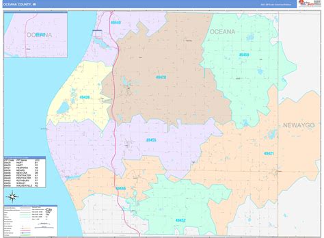 Oceana County Mi Wall Map Color Cast Style By Marketmaps