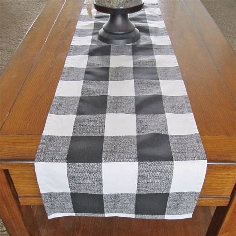 Black Table Runner Buffalo Check Large Gingham Table Runner Black