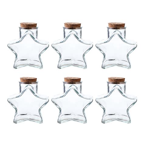 10 Oz Star Shaped Glass Favor Jars With Cork Lidsglass Wish Bottles