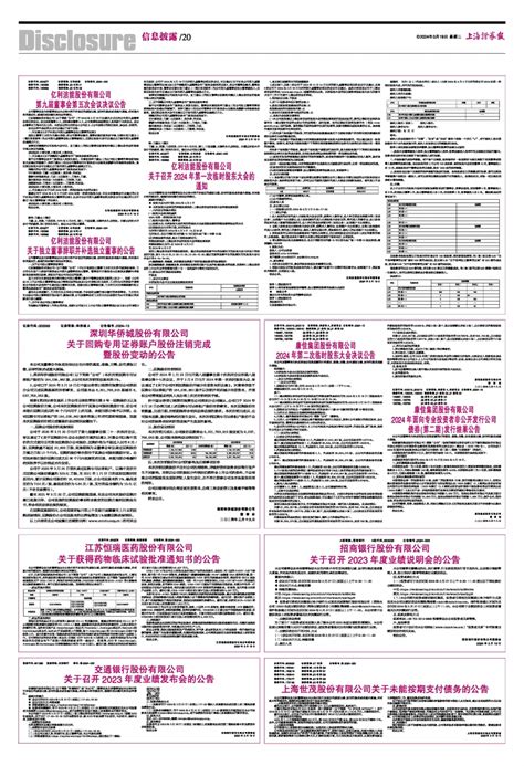 2024年03月19日 第20版：信息披露 上海证券报