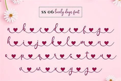 Lovely Heart Font Cursive Font Calligraphy Font Digital Etsy