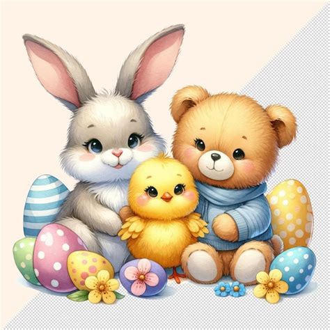 Premium Psd Cute Watercolor Easter Bunny Clipart Illustration