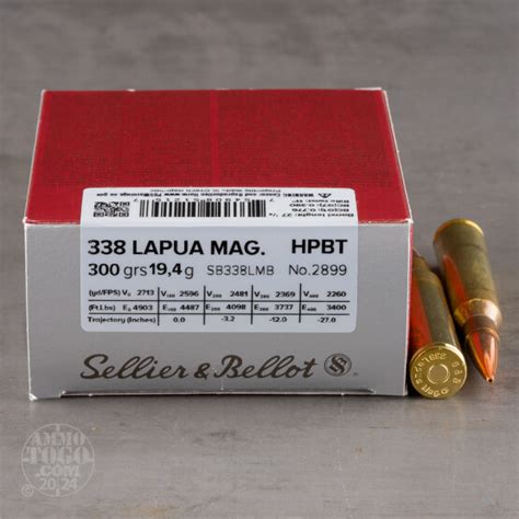 338 Lapua Magnum Ammunition For Sale Sellier And Bellot 300 Grain Hollow Point Boat Tail Hp Bt