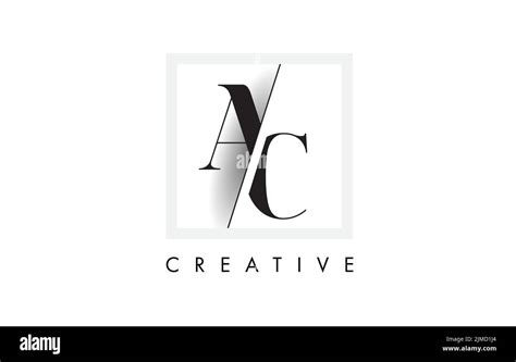 Ac Letter Logo Design With Creative Intersected And Cutted Serif Font