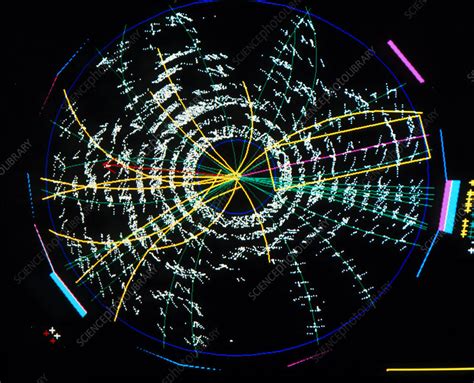 Particle Tracks From T Quark Experiment Stock Image A