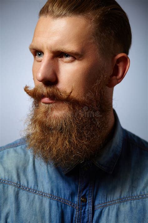 Bearded Man. Handsome Man with a Beard and Twirled Mustache. Stock ...