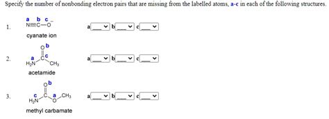 Solved Specify The Number Of Nonbonding Electron Pairs That Are Missing