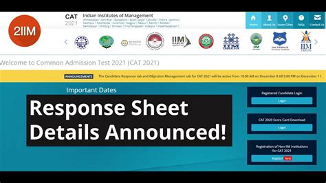 Iimcat Candidate Response Sheet Release Official Information