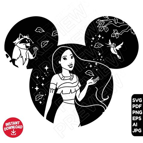 Pocahontas Svg Png Clipart Ears Cut File Outline Silhouette Etsy