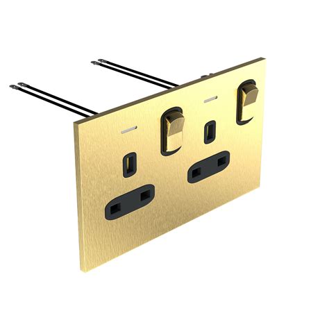 2 Gang Bs Socket 13a 250v Double Pole Swt With Power Indicat Epure Brushed Gold Ar 68230