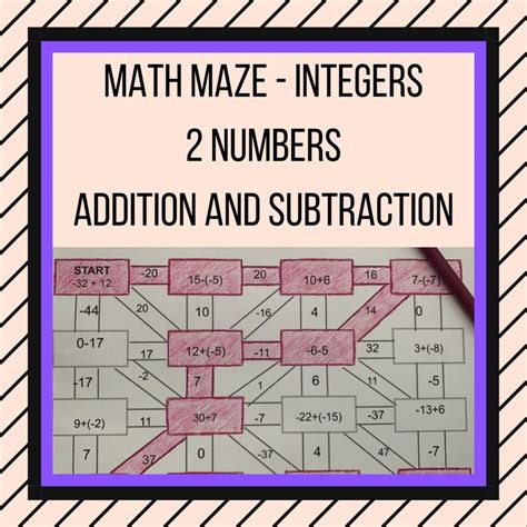 3 Math Mazes Addition And Subtraction Integers Etsy