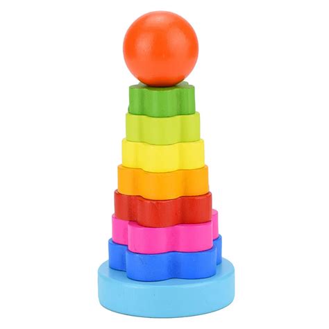 Kids Baby Wooden Toys Stacking Ring Tower Stapelring Blocks Learning ...