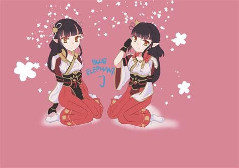 Safebooru 2girls Black Hair Blue Elephant Blush Hinoa Japanese