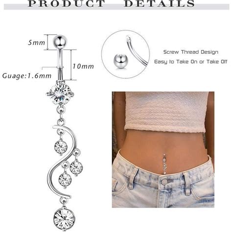 Pi Ces Piercing Nombril Acier Chirurgical Piercing Ventre Pour Femme