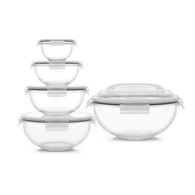 Joyful Glass Mixing Bowl Set With Airtight Lids - Set Of 5 - Black : Target