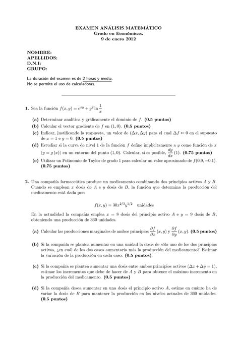 AMenero 2012 Examen Analisis Matematico Enero 2012 EXAMEN ANLISIS