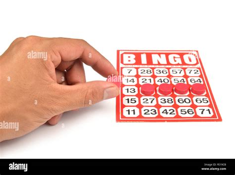 Bingo Card With Hand Hold Winning Chips Stock Photo Alamy