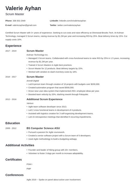 Scrum Master Resume Examples for 2024 [+Templates & Skills]