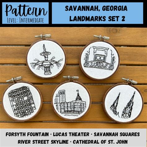 Embroidery Pattern Savannah Landmark Mini Embroidery Set 2 Savannah