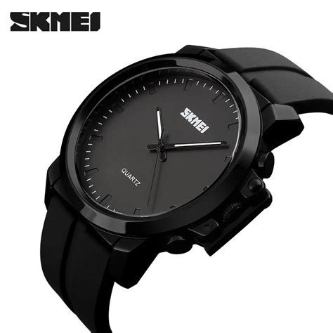 Skmei Quartz Watch Men Stainless Steel Black Plating Large Dial M